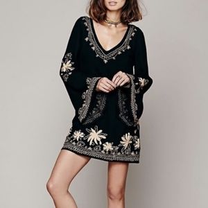 Free People Black Skyfall Embroidered Dress